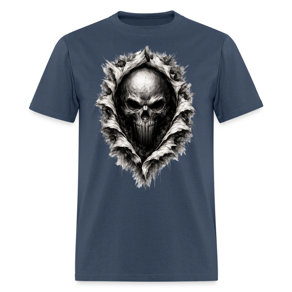 Shadow Breaker Skull Tee – Unleashed Graphic T-Shirt - blue dusk
