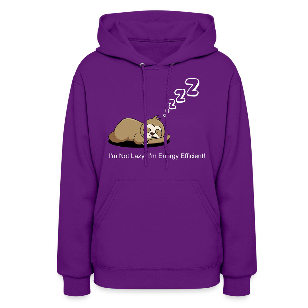 Sleepy Time Sloth Women's Hoodie | I'm Not Lazy, I'm Energy Efficient! - purple