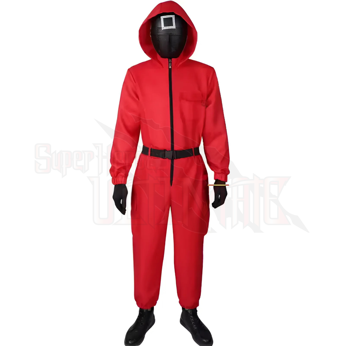 Unisex Adult Squid Game Guard Costume, Jumpsuit Triangle Circle Square Mask Sized Costumes, As Shown