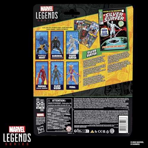 Marvel Legends Series Silver Surfer, Silver Surfer #1 (1968) and Fantastic Four Comics-Inspired Collectible 6-Inch Scale Action Figure with Character-Sized Comic Accessory
