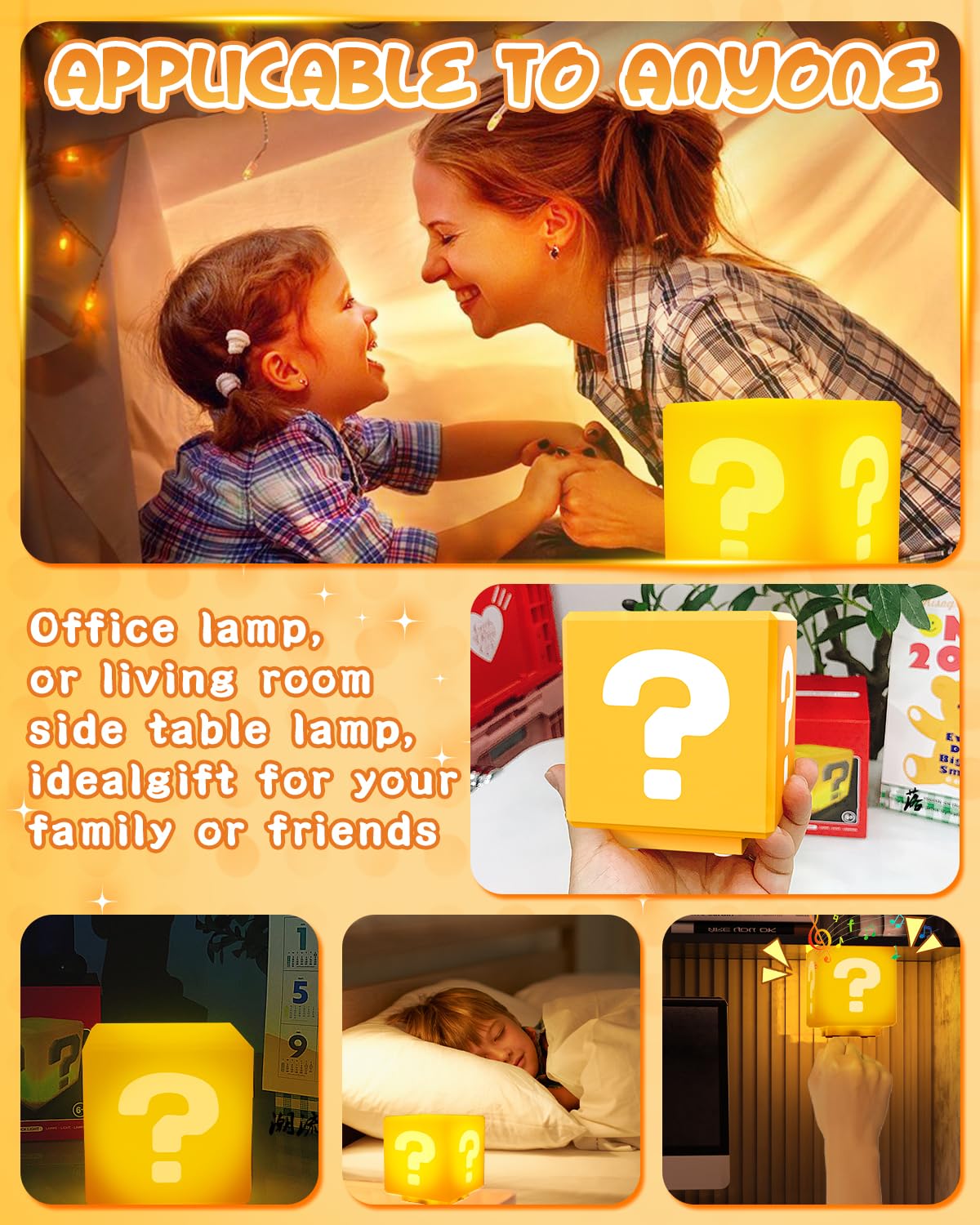 NESIMY Super Bros Toys Night Light for Kids with Game Sound Effects Illusion Lamp Room Decor Merchandise As Gifts for Kids Fans