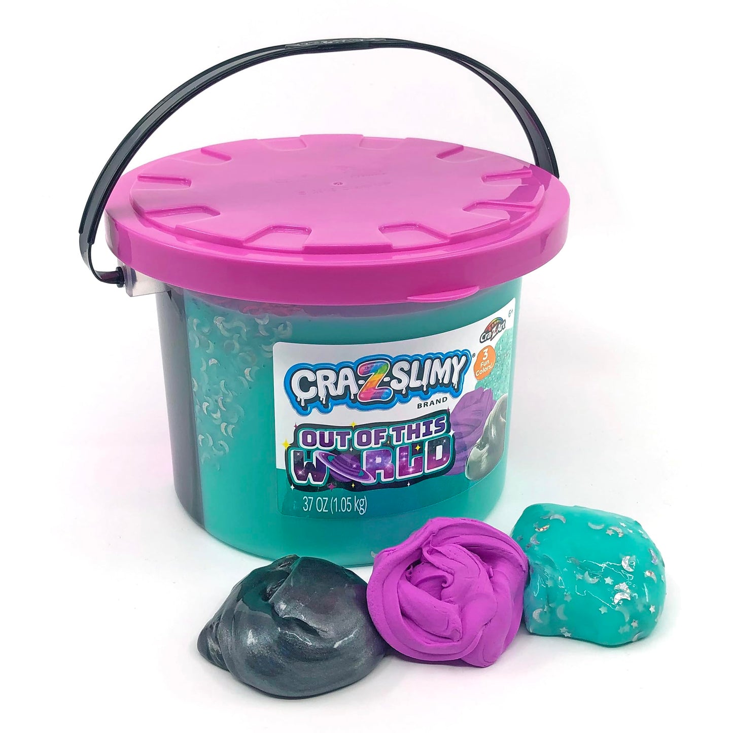 CRA-Z-Slimy Out of The World Slime 37oz Bucket, 3 Different Slime Types in 1 Bucket - Fluffy, Metallic and Confetti Slime