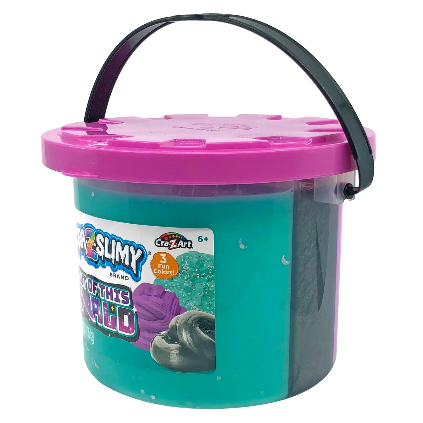 CRA-Z-Slimy Out of The World Slime 37oz Bucket, 3 Different Slime Types in 1 Bucket - Fluffy, Metallic and Confetti Slime
