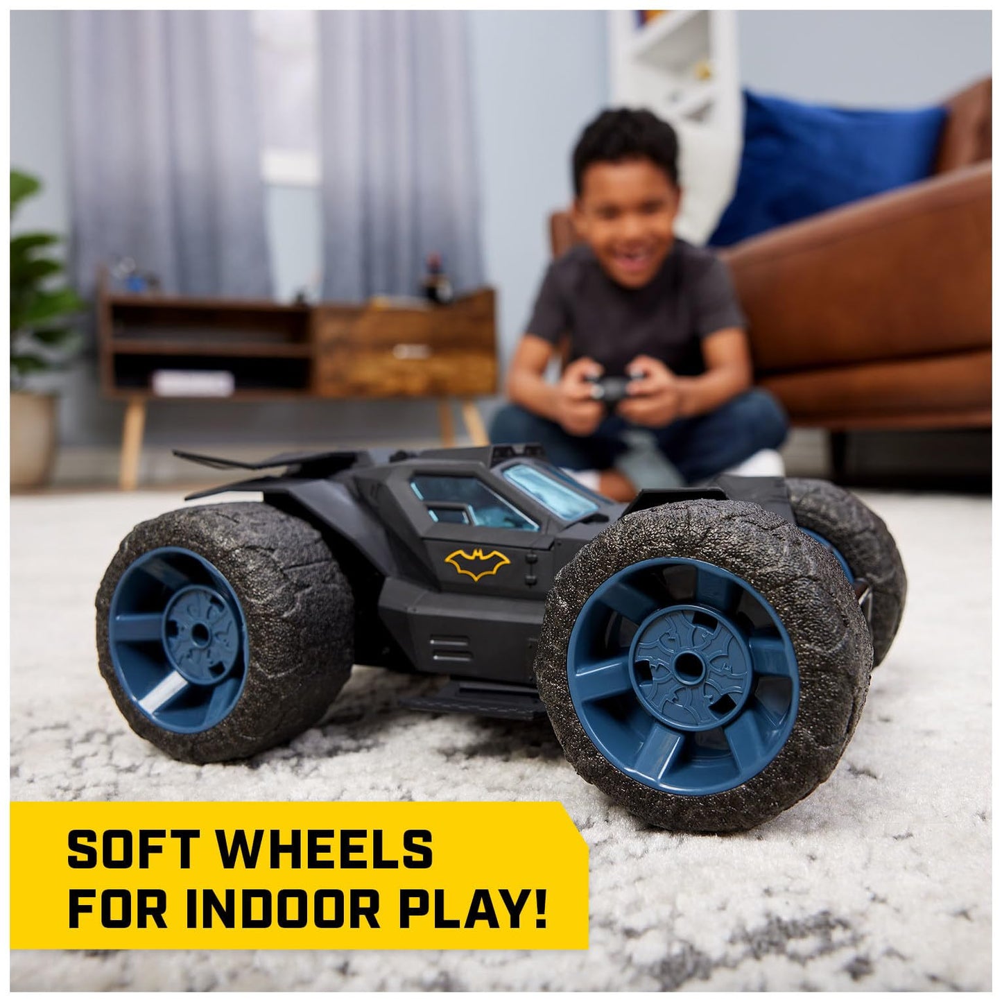 DC Comics, Batman Stunt Force Batmobile, Indoor Remote Control Car, Turbo Boost & Crazy Stunts, Collectible Super Hero Kids Toys for Boys and Girls 4 and Up