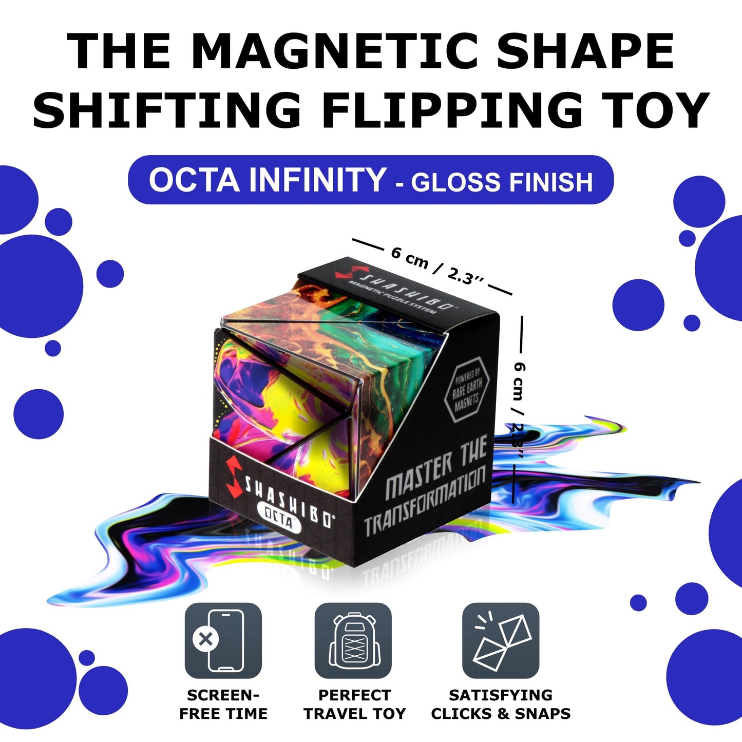 Shashibo Octa Shape Shifting Box - STEM Fidget Toy with Ultra Strong Magnets, Perfect Sensory Gift for Kids, Teens, and Adults – Pairs w/All Shashibo Cubes (Infinity)