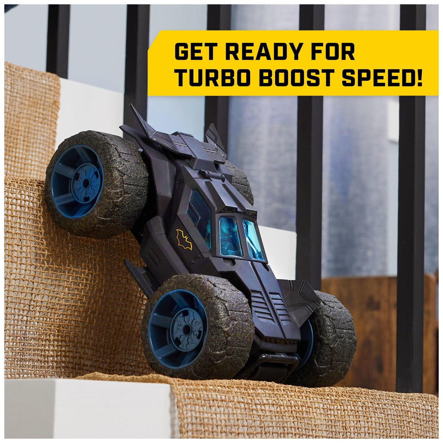 DC Comics, Batman Stunt Force Batmobile, Indoor Remote Control Car, Turbo Boost & Crazy Stunts, Collectible Super Hero Kids Toys for Boys and Girls 4 and Up