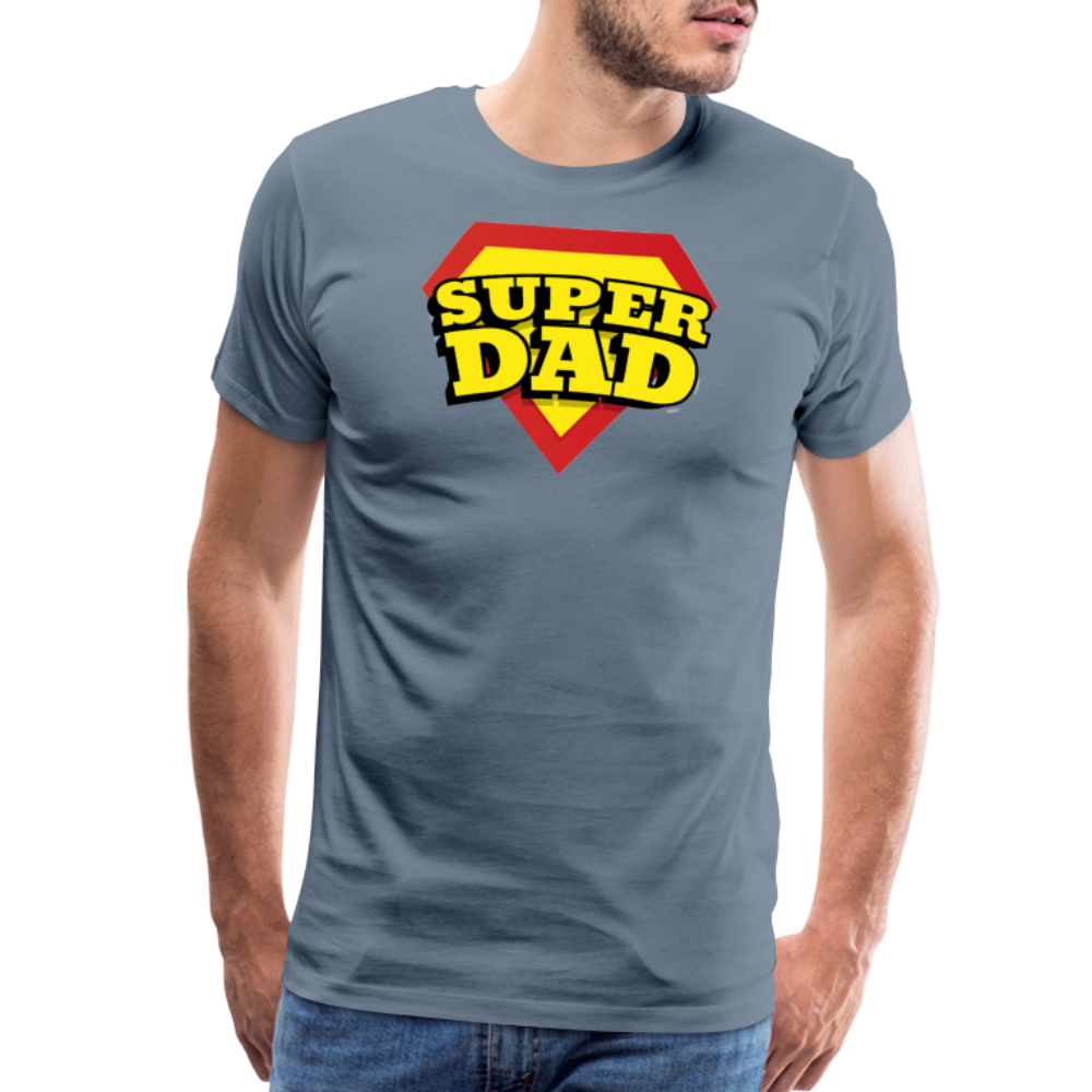 Dad's Heroic Adventures: The 'Super Dad' Chronicles Tee Men's Premium T-Shirt - steel blue