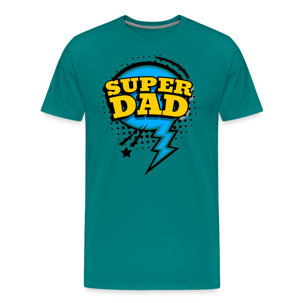 Master of Dad-titude: The 'Super Dad' Swagger Tee Men's Premium T-Shirt - teal