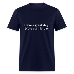 'Have a great day!' Learn Spanish T-shirt - navy