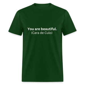 'You Are Beautiful' Spanish Learning T-shirt - forest green