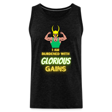 'I am Burdened with Glorious Gains' Loki Premium Tank - Flexing through Realms! - charcoal grey