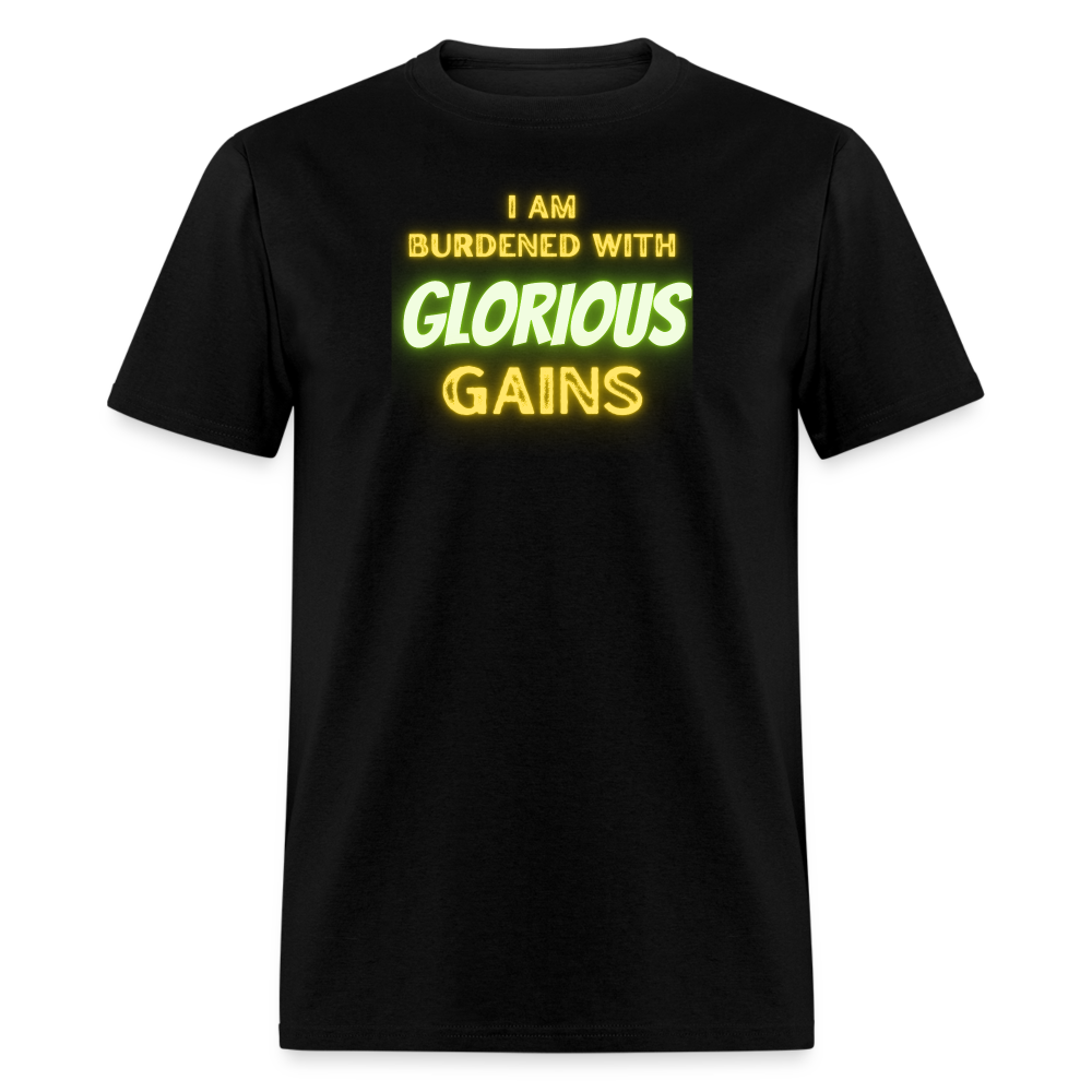 'I am Burdened with Glorious Gains' Loki Tee - Flexing through Realms! - black