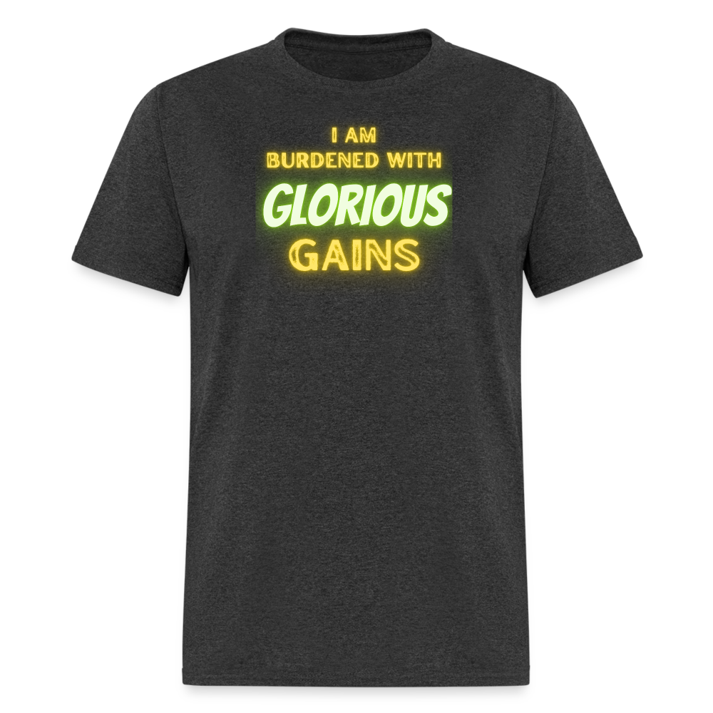 'I am Burdened with Glorious Gains' Loki Tee - Flexing through Realms! - heather black