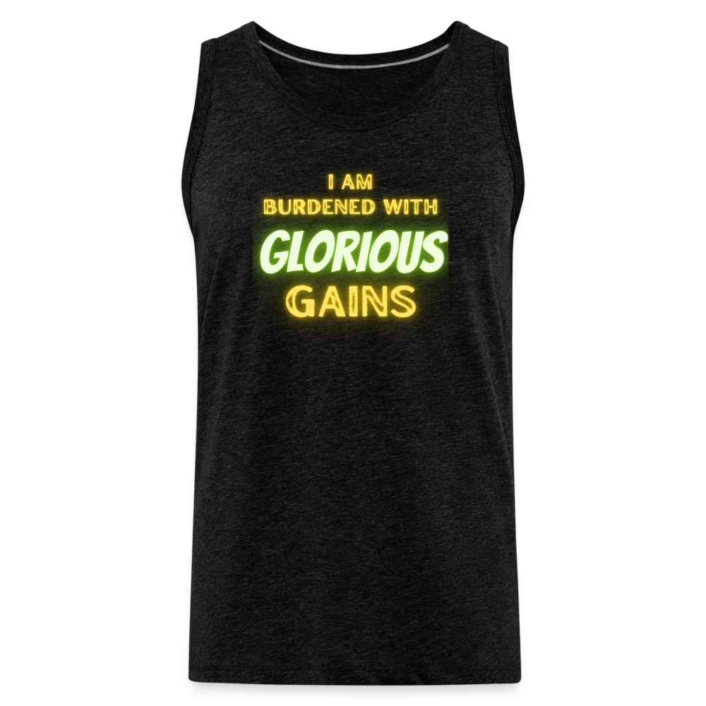'I am Burdened with Glorious Gains' Loki Premium Tank - Flexing through Realms! - charcoal grey