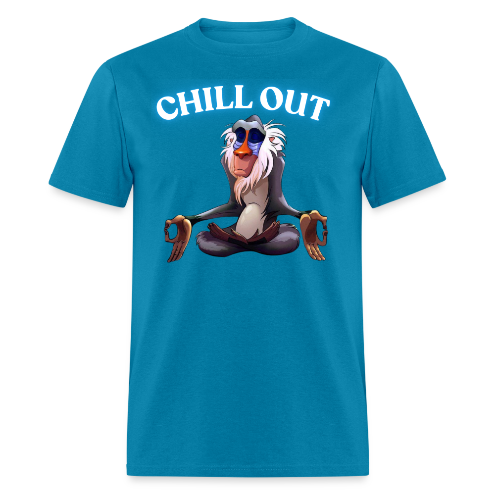 Chill Out Meditation Graphic T-Shirt - Unisex Mindfulness and Relaxation Tee for Men and Women - turquoise