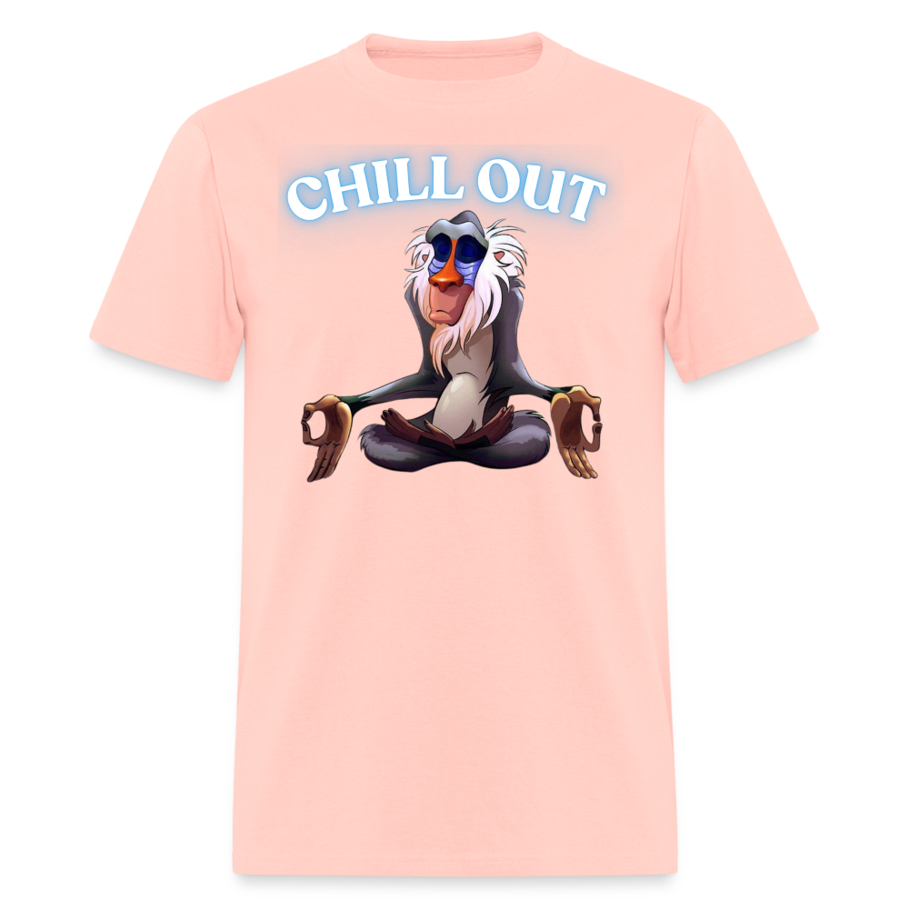 Chill Out Meditation Graphic T-Shirt - Unisex Mindfulness and Relaxation Tee for Men and Women - blush pink