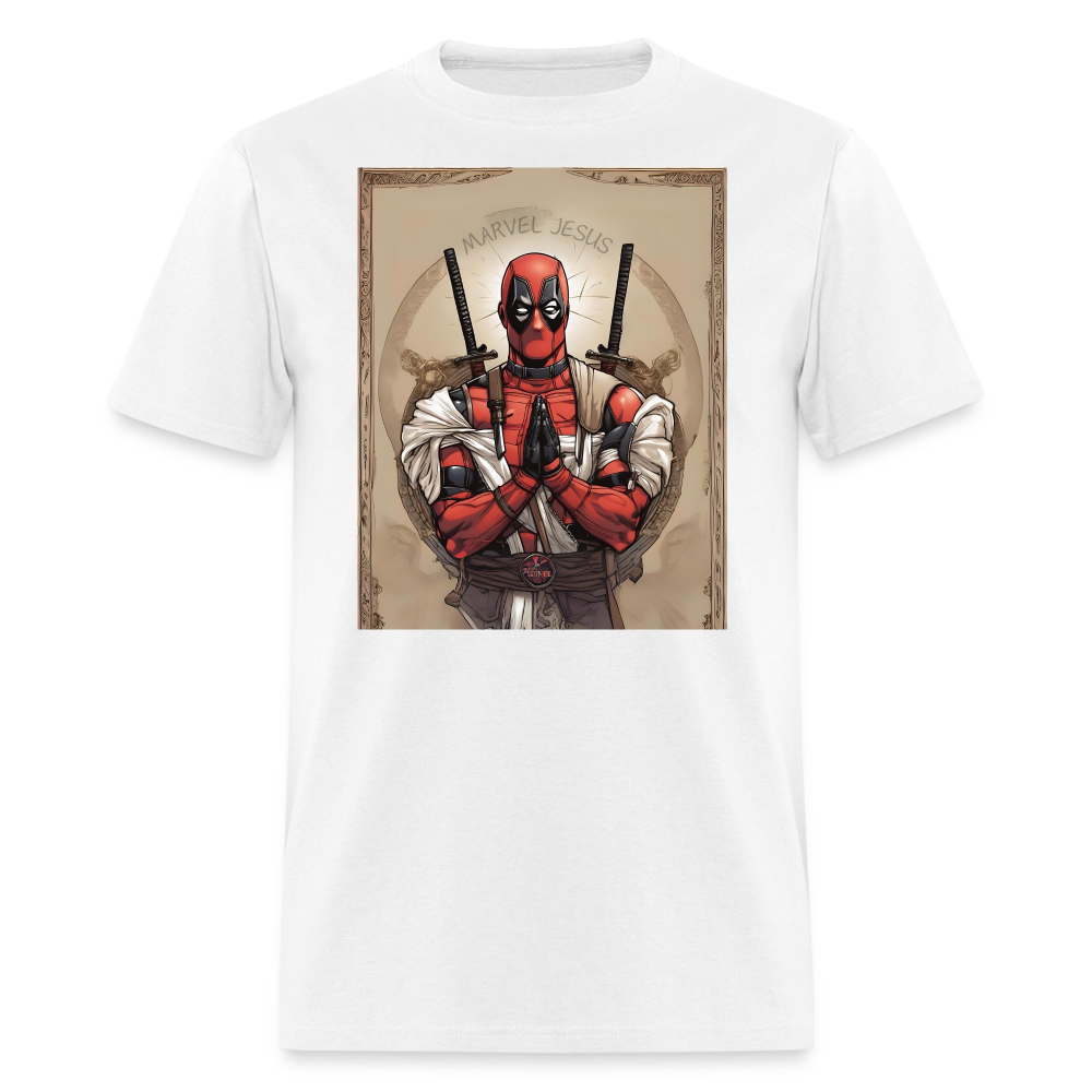 Deadpool Marvel Jesus T-Shirt - Funny Superhero Graphic Tee for Men and Women - white