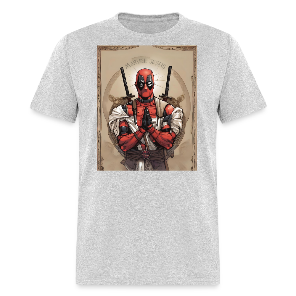 Deadpool Marvel Jesus T-Shirt - Funny Superhero Graphic Tee for Men and Women - heather gray