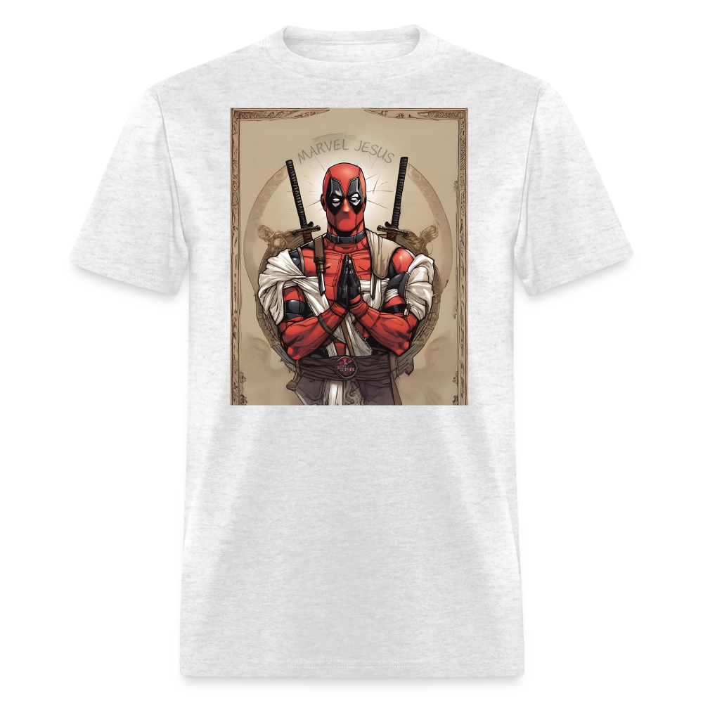 Deadpool Marvel Jesus T-Shirt - Funny Superhero Graphic Tee for Men and Women - light heather gray