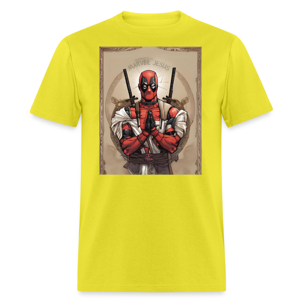 Deadpool Marvel Jesus T-Shirt - Funny Superhero Graphic Tee for Men and Women - yellow