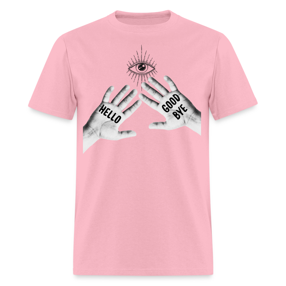 Hello Good Bye' Shirt – Unique Graphic Tee for Fans & Fashionistas - pink