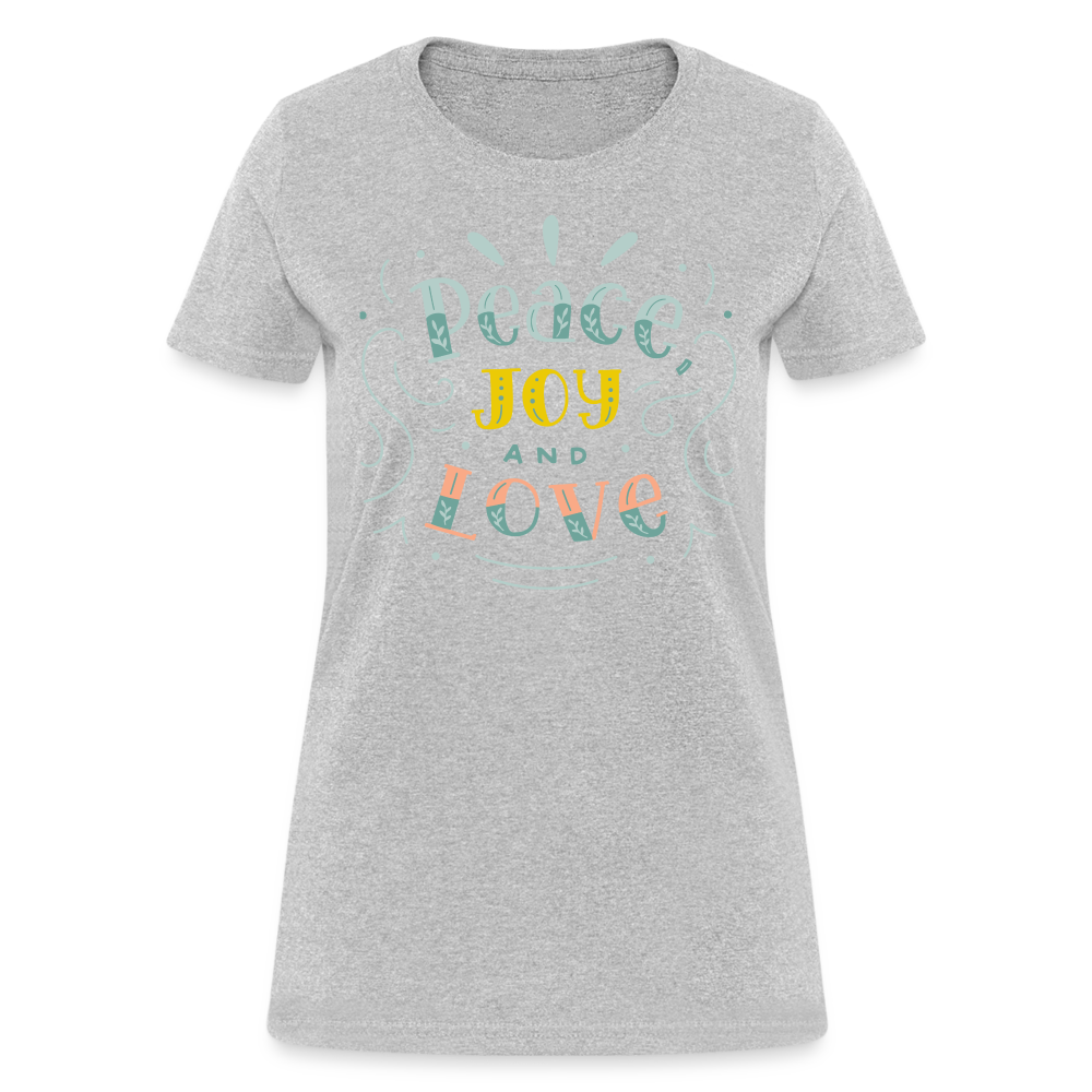 Peace Joy & Love Women's Graphic Tee - Soft, Comfortable & Trendy - heather gray