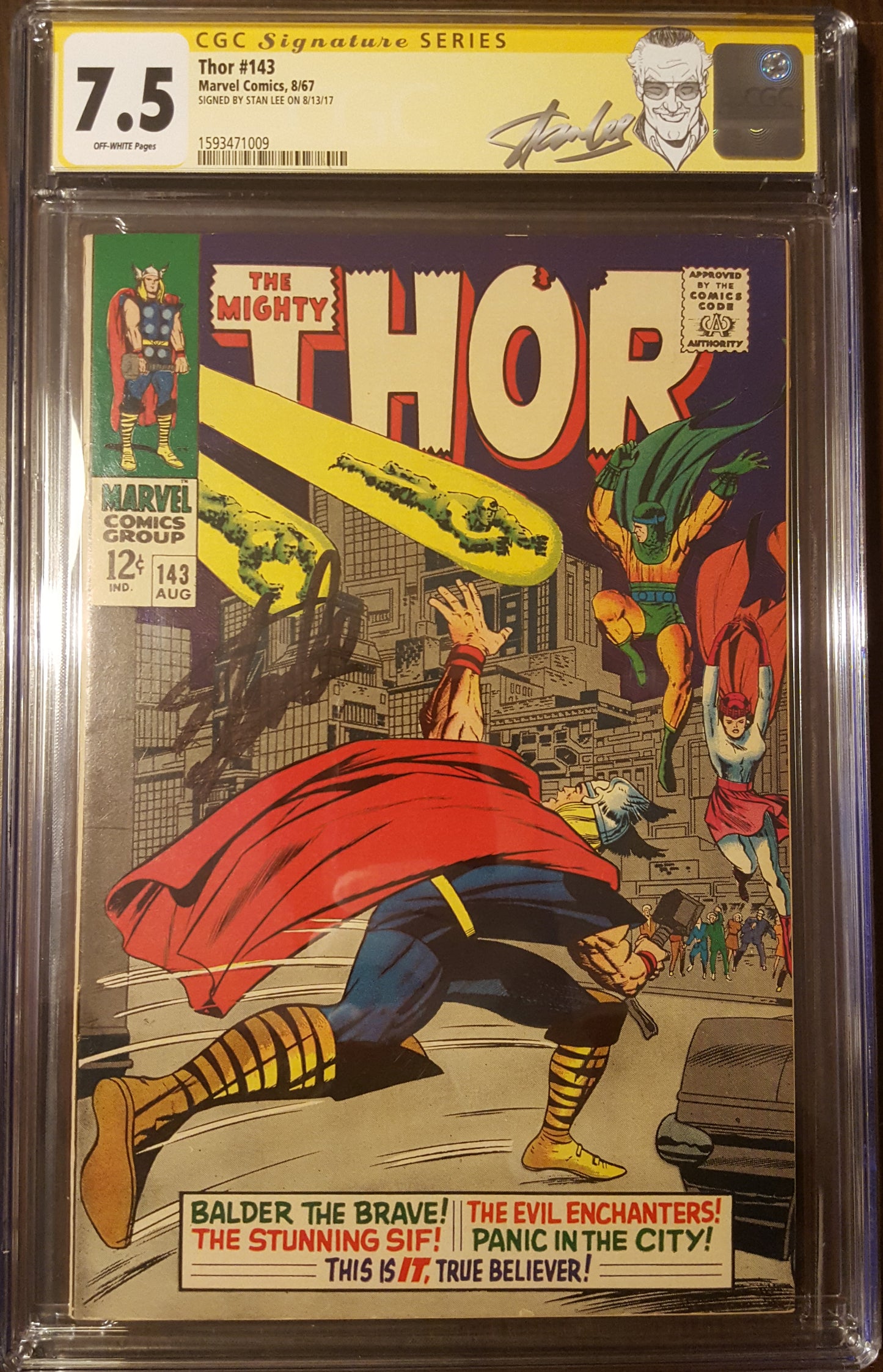 Thor (1962-1996 1st Series Journey Into Mystery) #143 Signed by STAN LEE