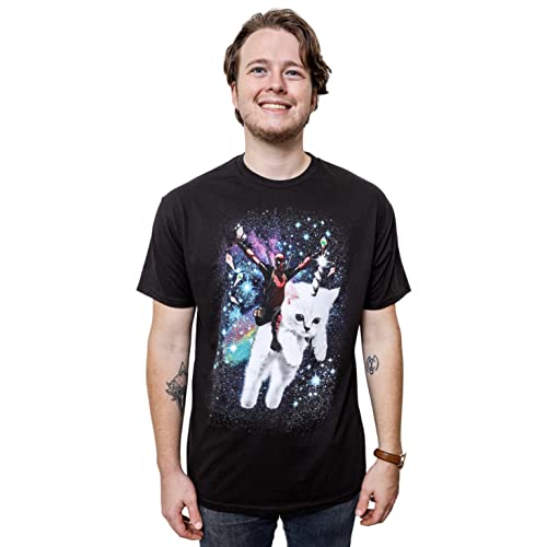 Marvel Deadpool Space Trip Unicorn Kitty Adult T-Shirt (Medium, Black)