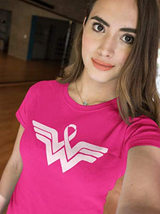 Kropsis Superhero Ribbon Pink Logo - Breast Cancer Awareness Support Women's T-Shirt, XL, Black