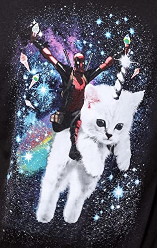 Marvel Deadpool Space Trip Unicorn Kitty Adult T-Shirt (Medium, Black)
