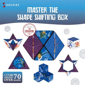 SHASHIBO Avatar The Last Airbender Shape Shifting Box - Award-Winning, Patented Magnetic Puzzle Cube w/ 36 Rare Earth Magnets - Fidget Transforms Into Over 70 Shapes (Avatar - Water)