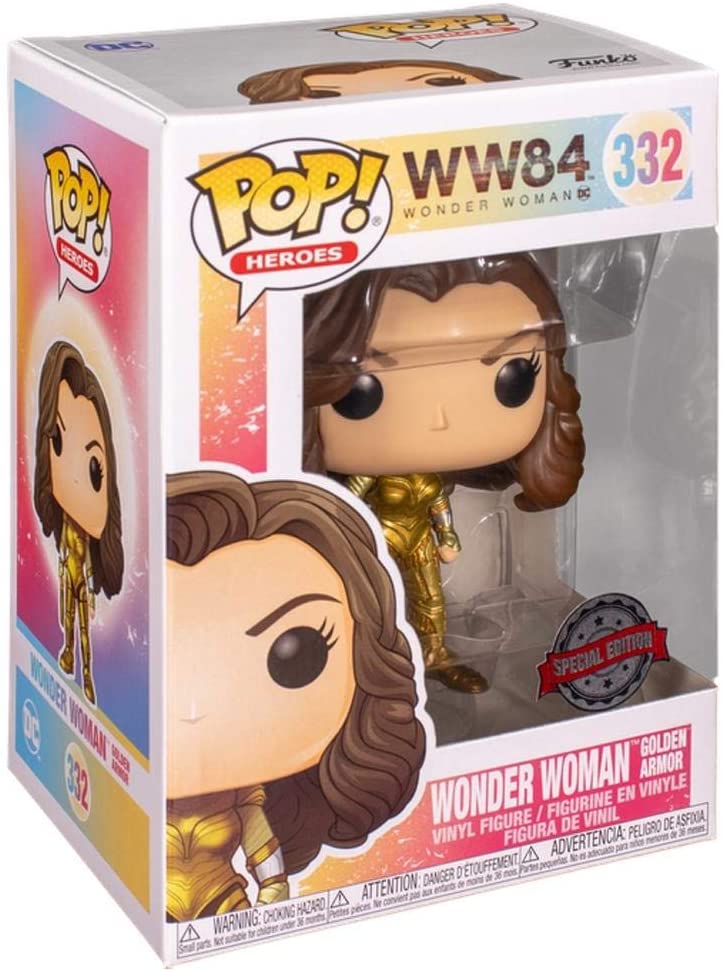 Funko Pop! Heroes: DC's Wonder Woman 1984 - Wonder Woman with Golden Armor (Metallic) Vinyl Figure, Amazon Exclusive