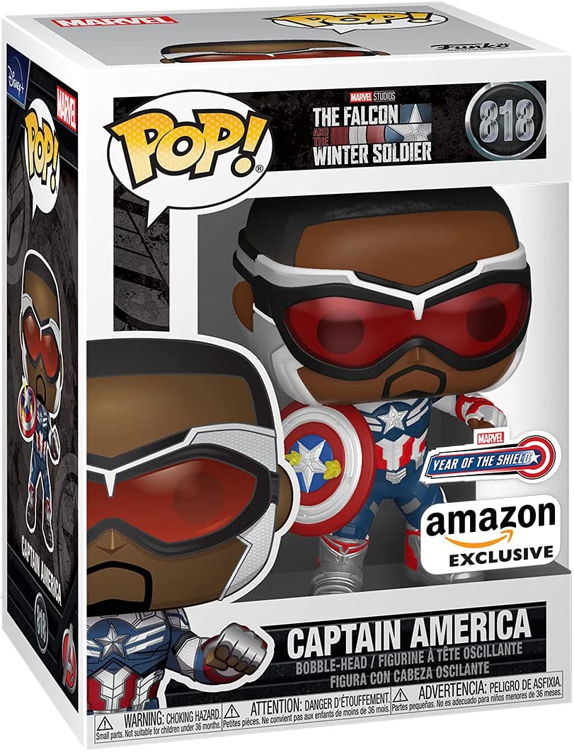 Funko Pop! Marvel: Falcon and The Winter Soldier - Captain America (Sam Wilson) with Shield, Year of The Shield Amazon Exclusive