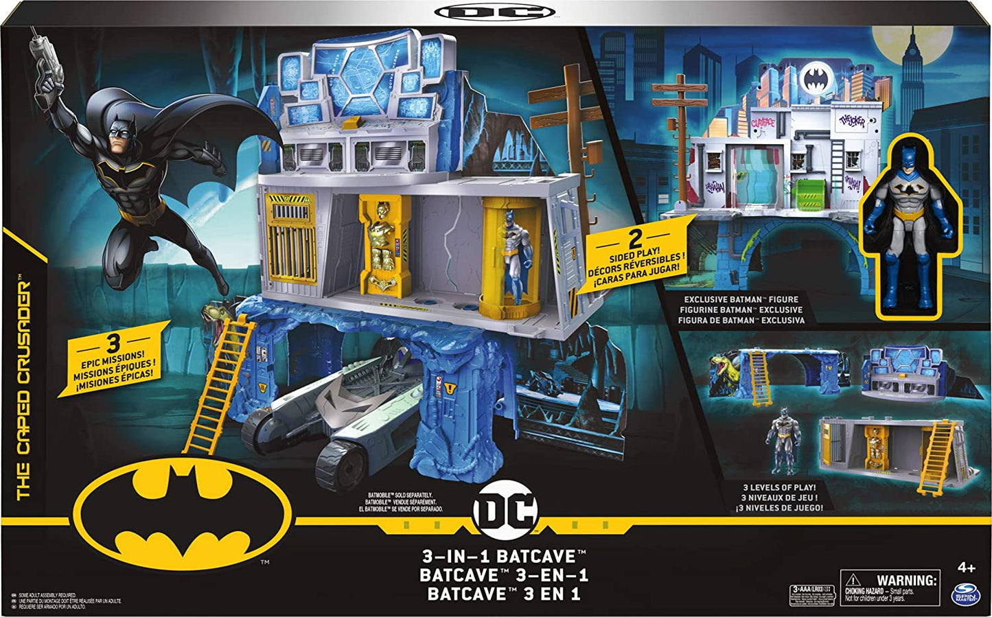 BATMAN 3-in-1 Batcave Playset with Exclusive 4-inch Action Figure and Battle Armor