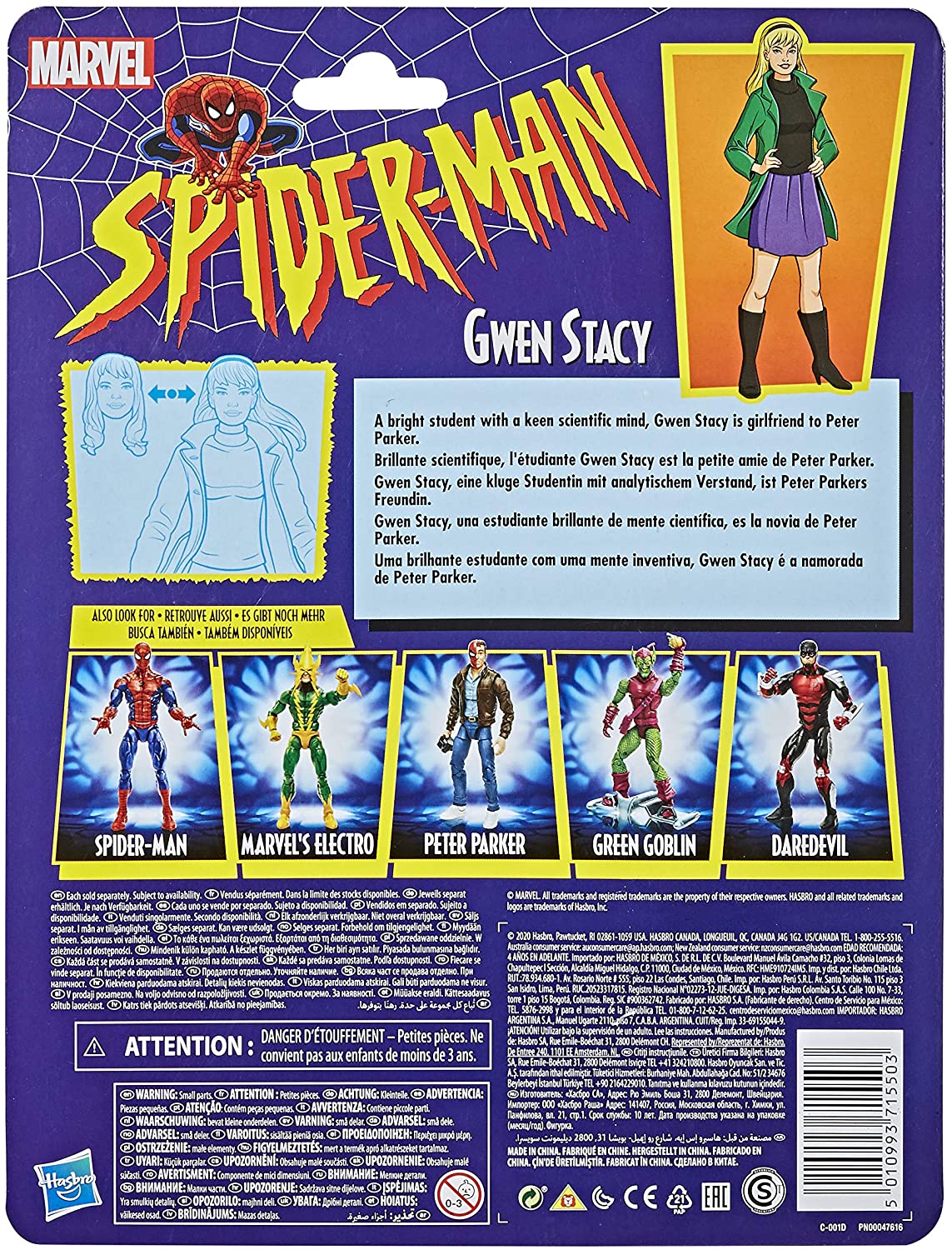 Spider-Man Hasbro Marvel Legends Series 6-inch Collectible Gwen Stacy Action Figure Toy Retro Collection