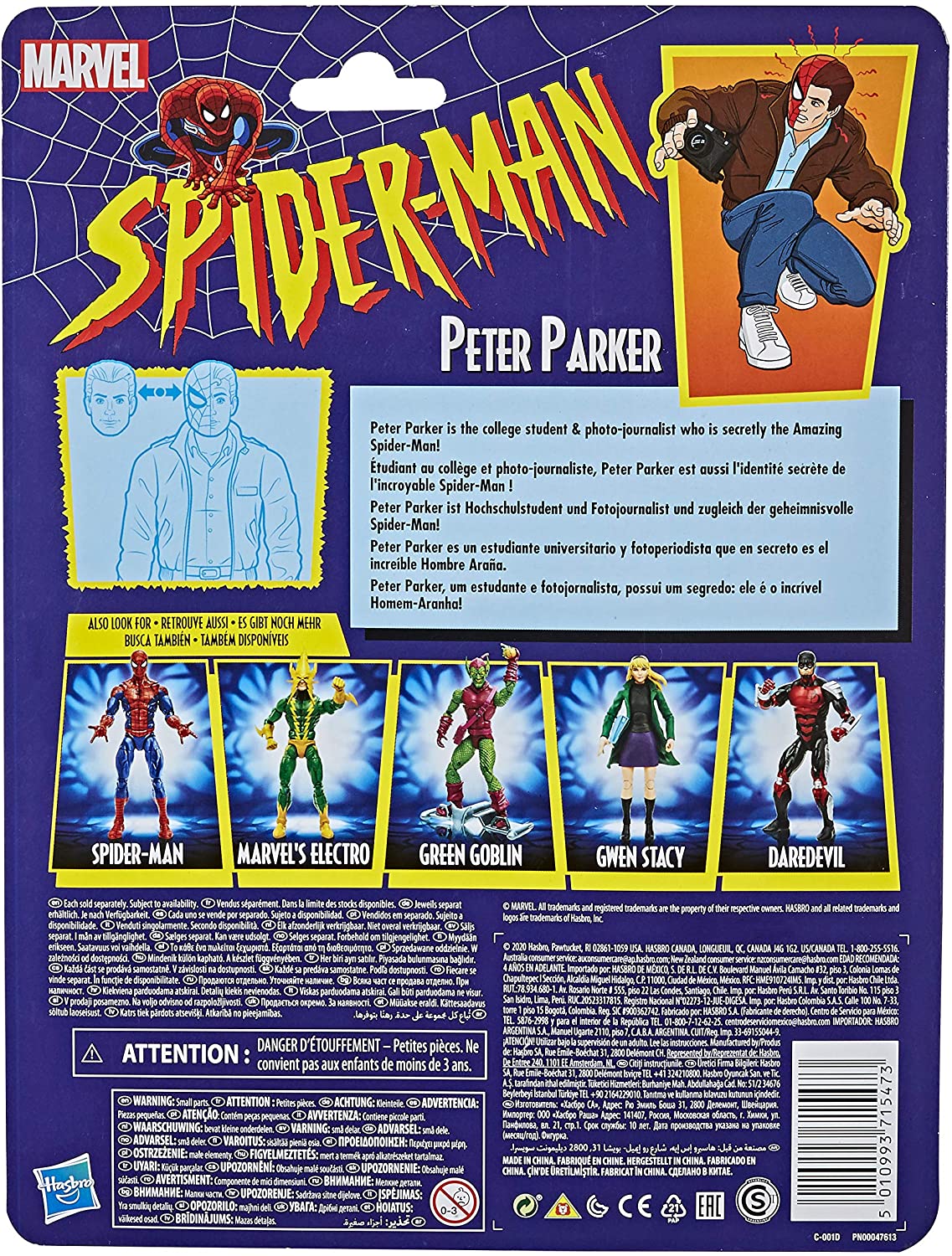 Spider-Man Hasbro Marvel Legends Series 6-inch Collectible Peter Parker Action Figure Toy Retro Collection