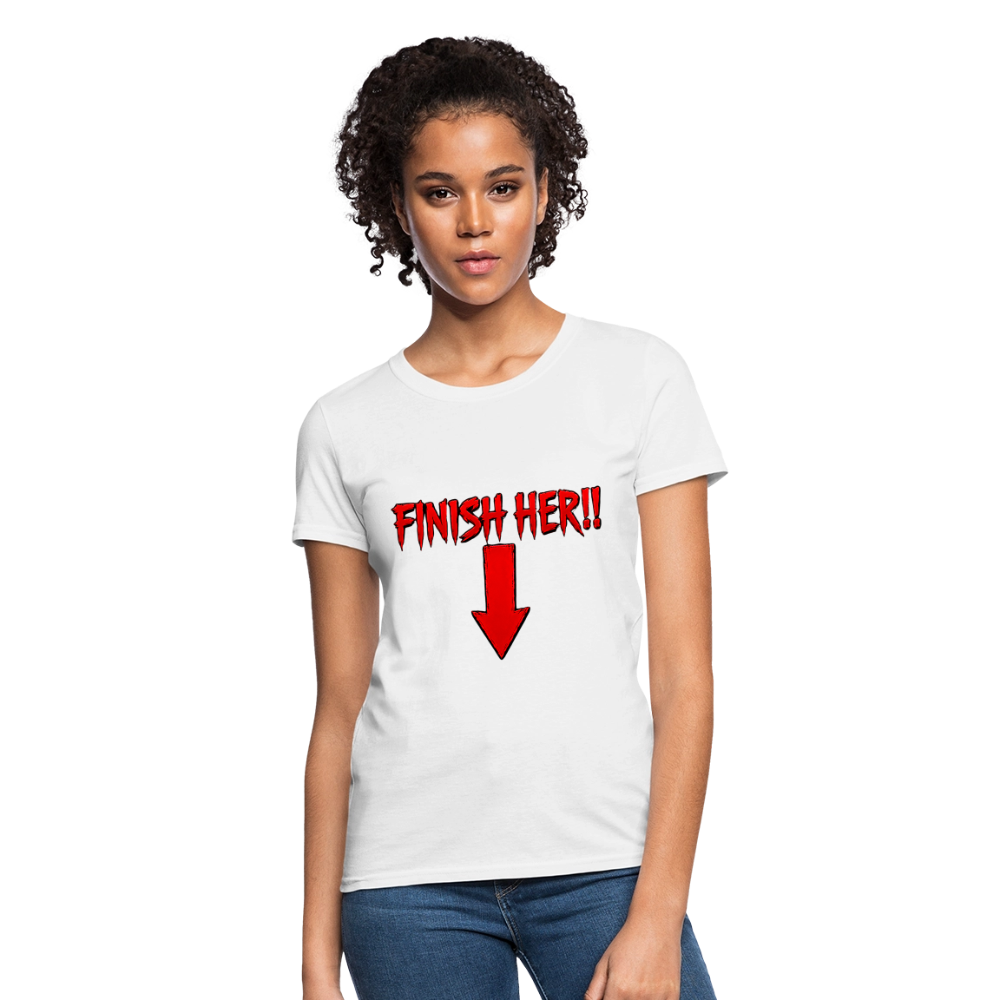 Finish Her! Tee – Retro Tournament Graphic Women's T-Shirt - white