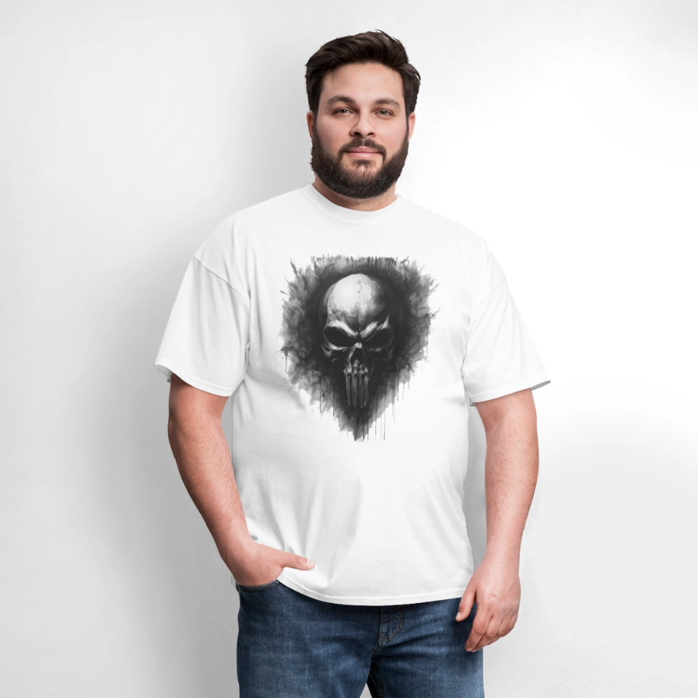 Heart of Vengeance Tee – Tactical Skull Graphic Men's T-Shirt - white