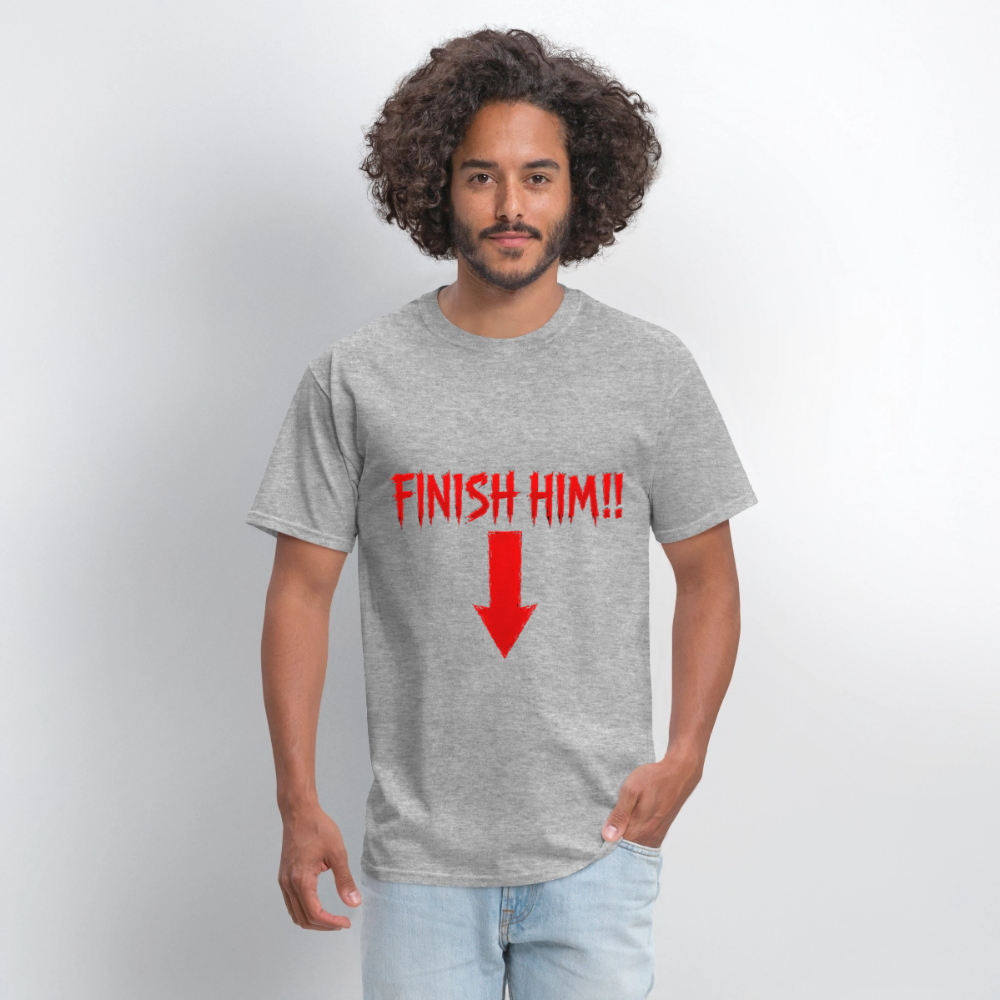 Finish Him! Tee – Retro Tournament Graphic Men's T-Shirt - heather gray