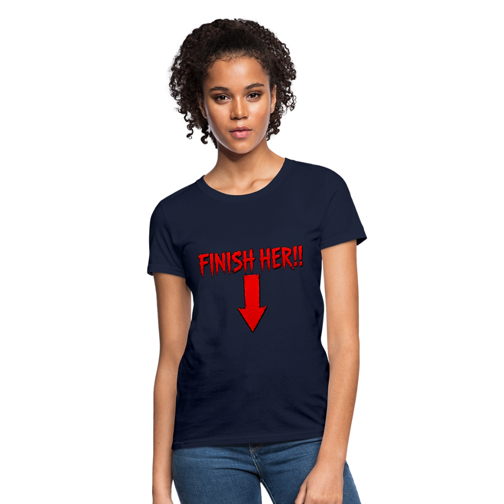 Finish Her! Tee – Retro Tournament Graphic Women's T-Shirt - navy