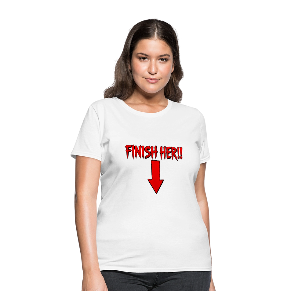 Finish Her! Tee – Retro Tournament Graphic Women's T-Shirt - white
