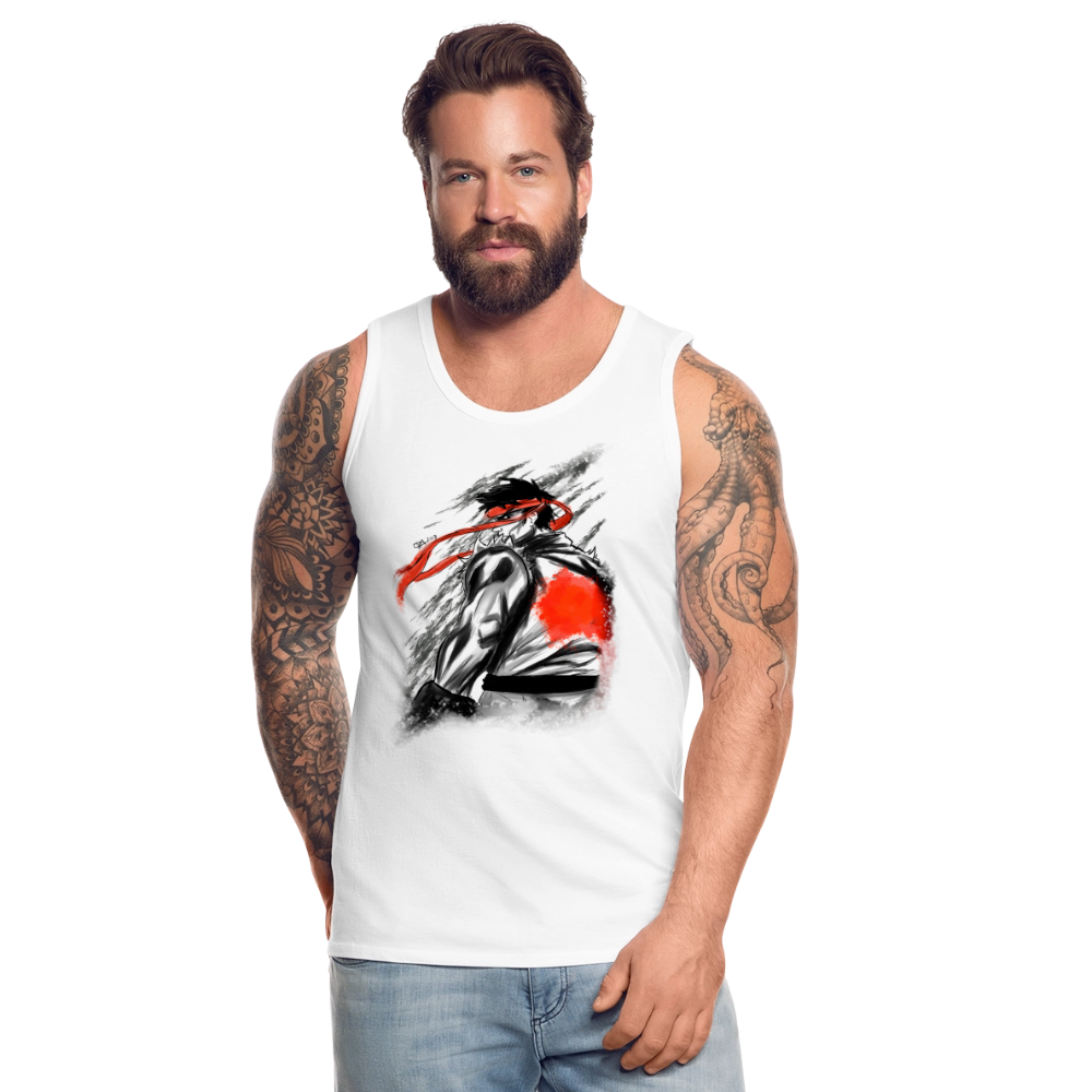 Warrior Spirit Tank – Arcade Fighter Inspired Graphic Men’s Premium Tank - white