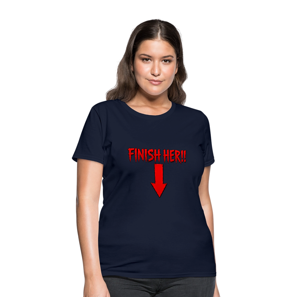 Finish Her! Tee – Retro Tournament Graphic Women's T-Shirt - navy