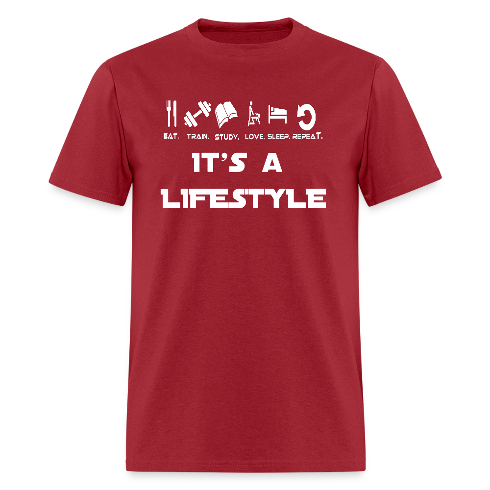 Embrace the "It's a Lifestyle" Men's T-Shirt - dark red