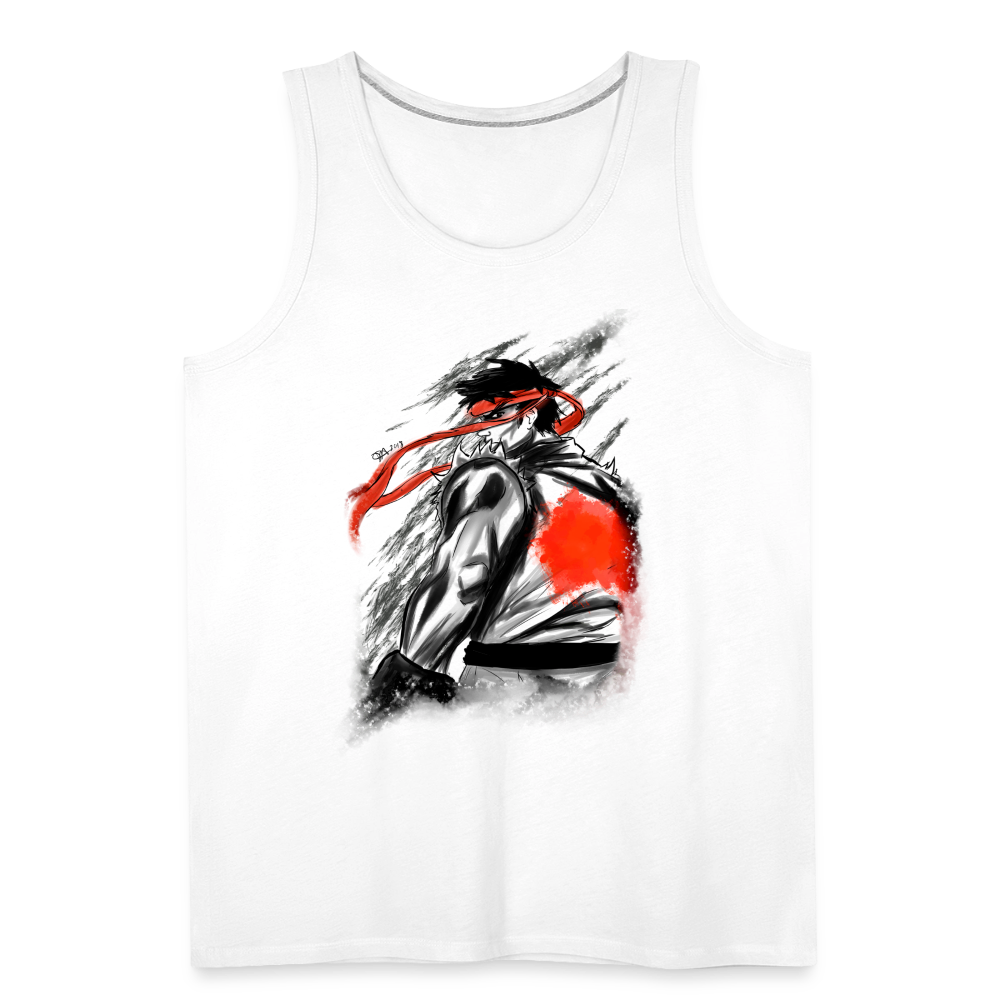 Warrior Spirit Tank – Arcade Fighter Inspired Graphic Men’s Premium Tank - white