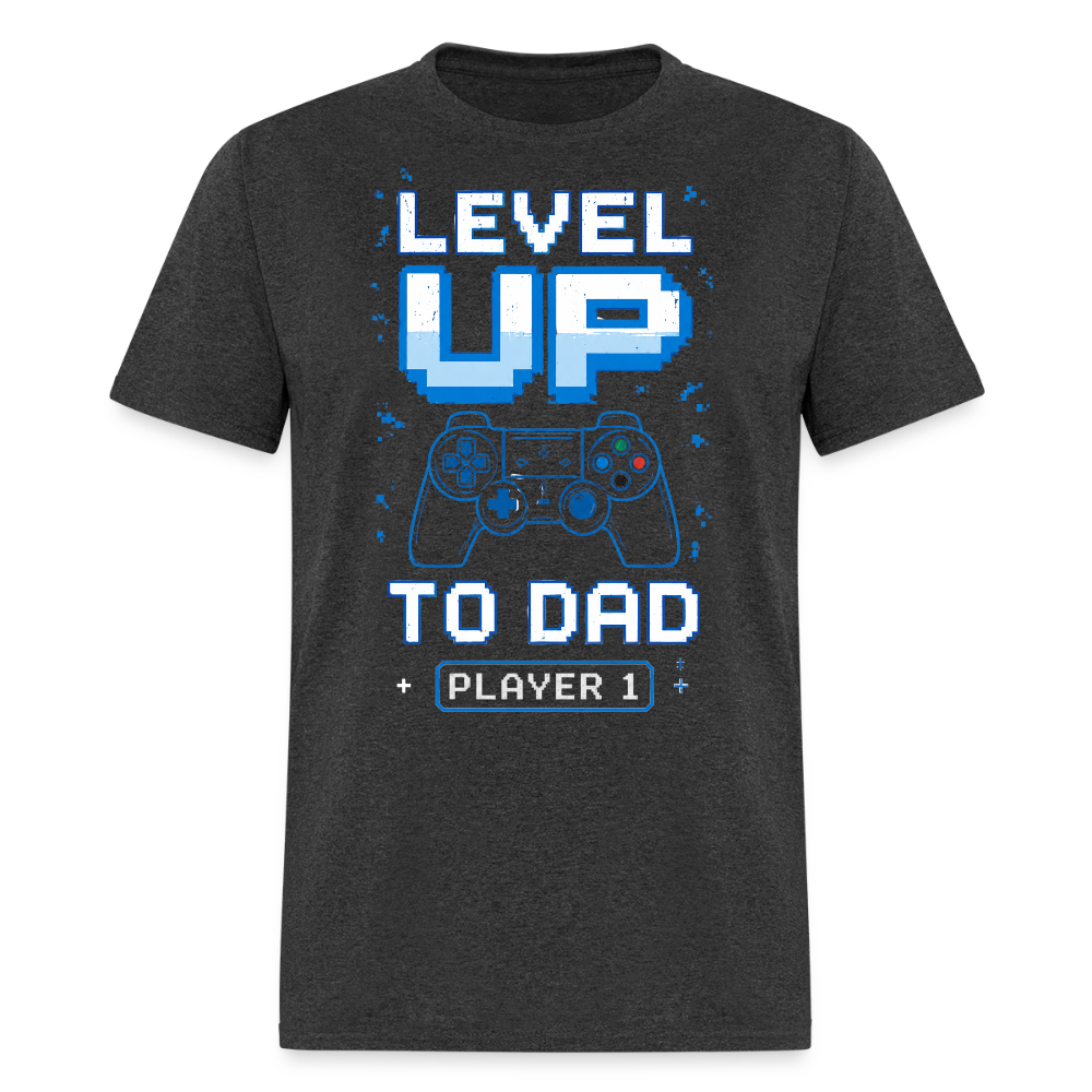 Level Up to Dad – Player 1 Men's T-Shirt - heather black