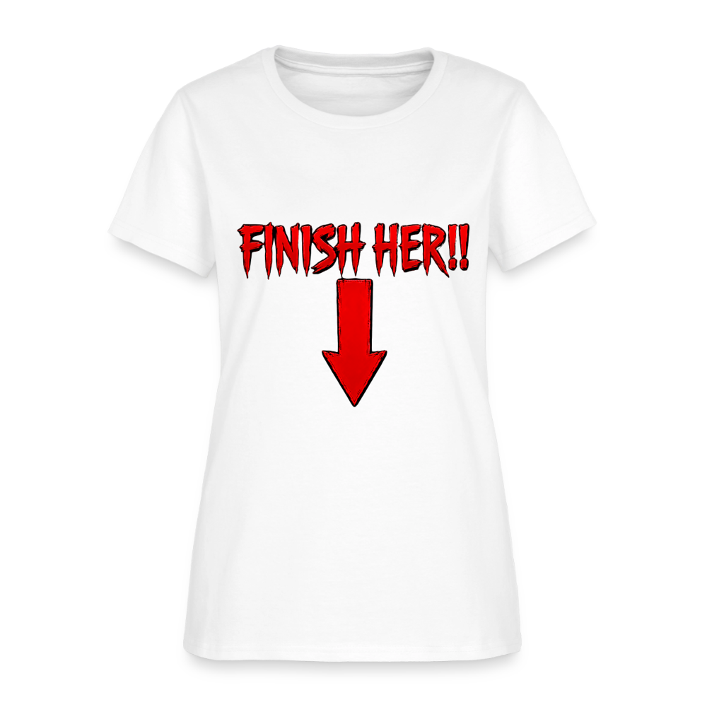 Finish Her! Tee – Retro Tournament Graphic Women's T-Shirt - white