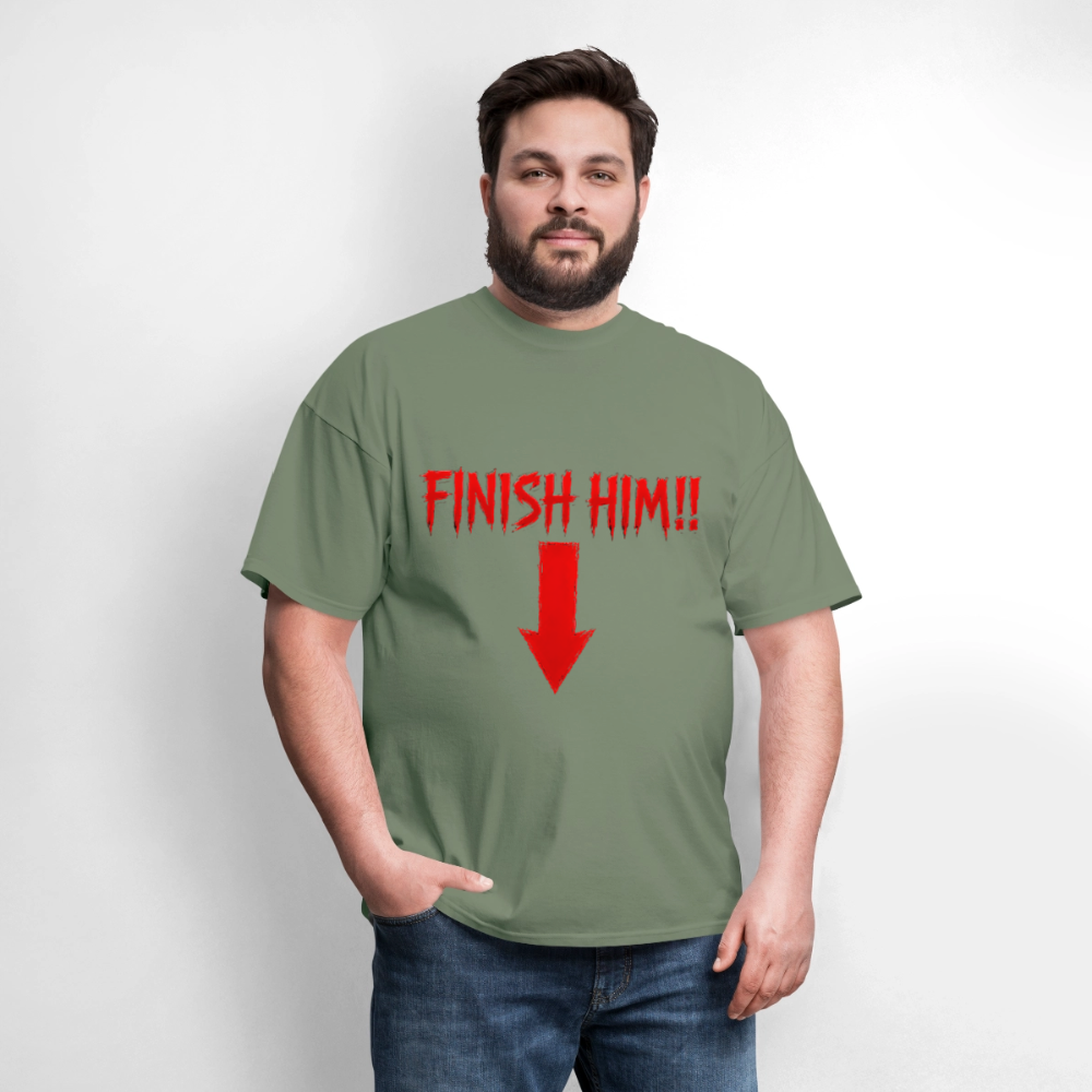 Finish Him! Tee – Retro Tournament Graphic Men's T-Shirt - military green