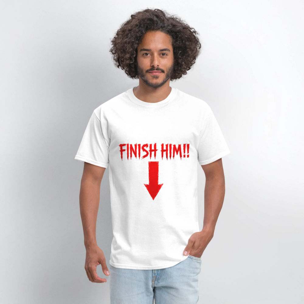 Finish Him! Tee – Retro Tournament Graphic Men's T-Shirt - white