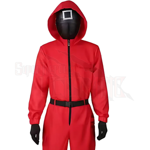 Unisex Adult Squid Game Guard Costume, Jumpsuit Triangle Circle Square Mask Sized Costumes, As Shown